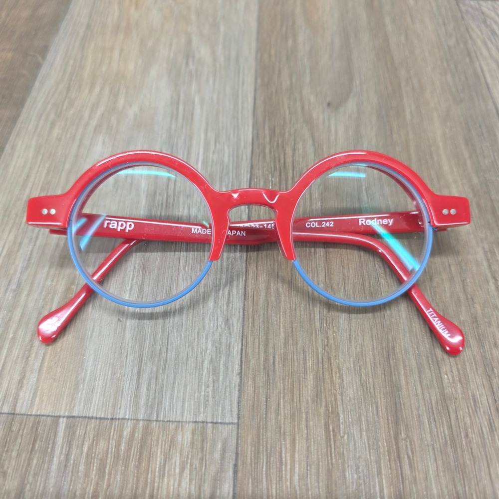 Vintage Rapp Rodney Eyeglasses Frames Red Round Titanium Made in‎ Japan Col 242